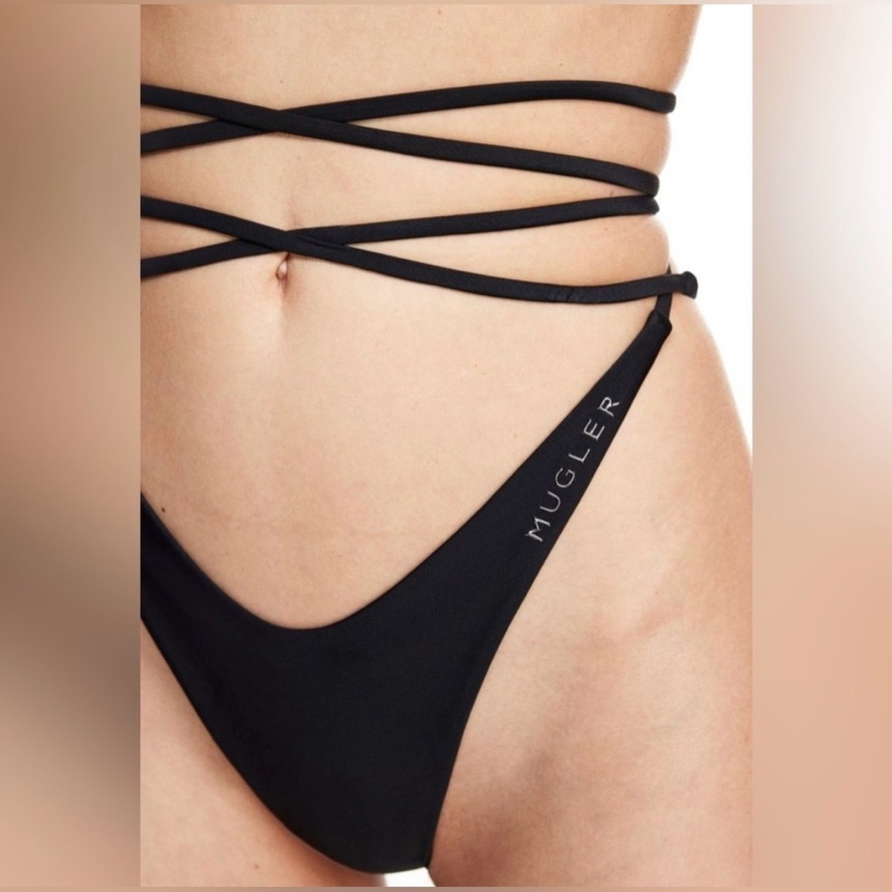 Mugler Black High-Leg Strappy Bikini Brief